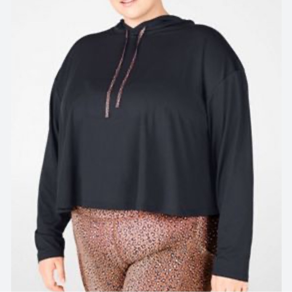 Fabletics Kaia Cropped Hoodie Black Long‎ Sleeve SZ 2X
